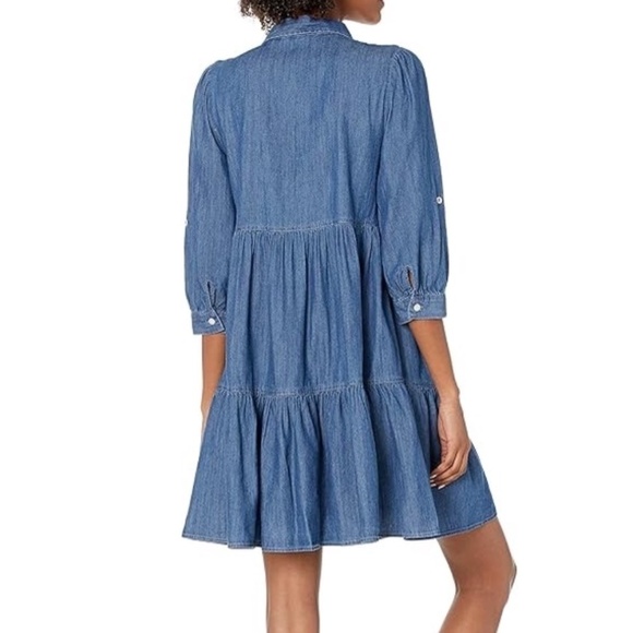 Tommy Hilfiger Chambray Tiered Popover Shirtdress | Size 4 - Picture 3 of 10